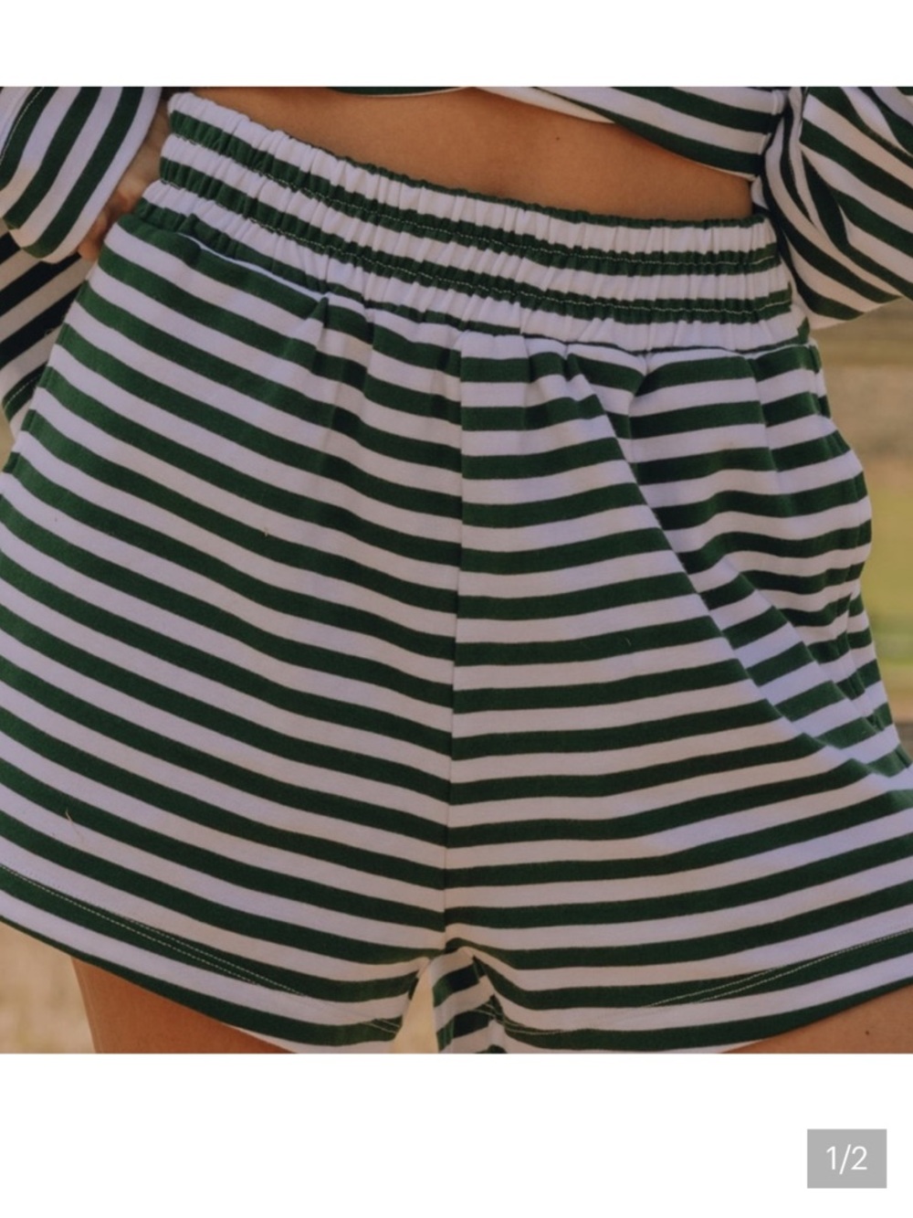 Daily Drills Green and White Striped Women’s Shorts